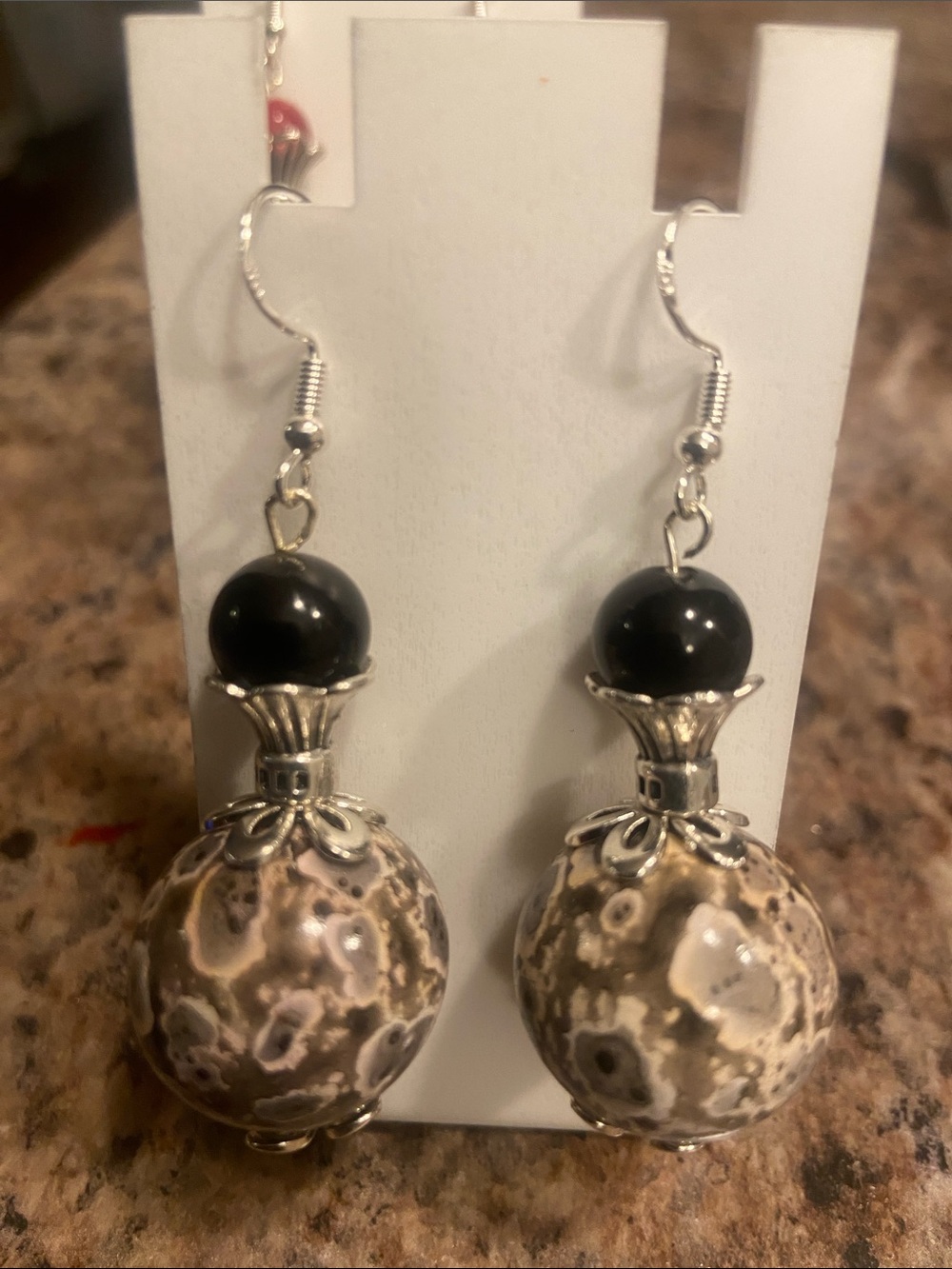 Handcrafted Brown & Black Stone Drop Earrings - Women Jewelry
